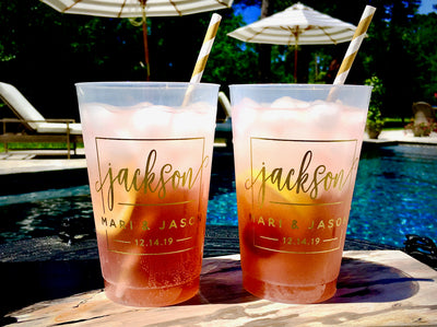 Personalized Last Name 12oz Frosted Cups