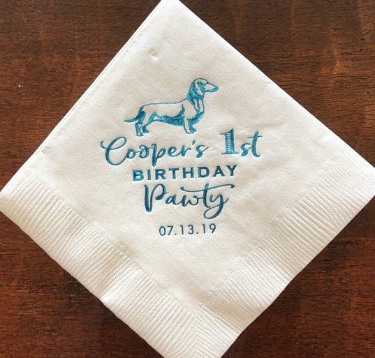 Dog Silhouette Birthday Pawty Beverage Napkins