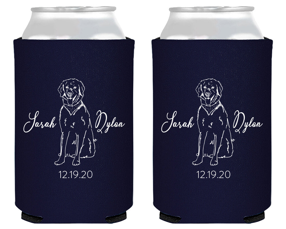 Custom Pet Art Wedding Can Coolers