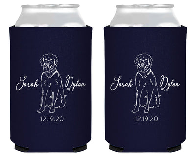 Custom Pet Art Wedding Can Coolers
