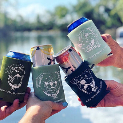 Custom Dog Drawing Can Coolers