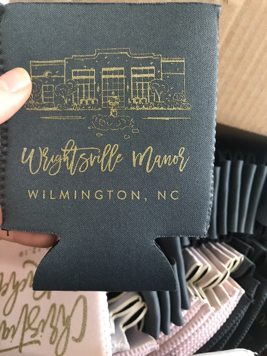 Custom Wedding Venue Drawing Can Coolers
