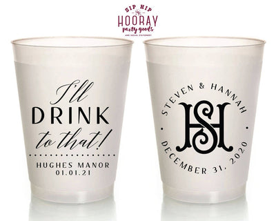 I'll Drink To that Duogram Wedding Frosted Cups #1977