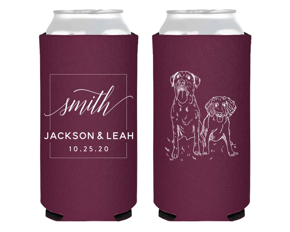 Hand-Drawn Pet Sketch Foam Slim Can Coolers  #2014