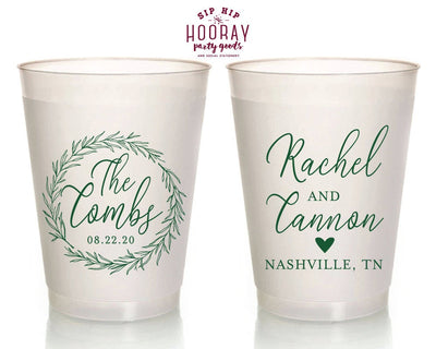 Personalized Wreath 16oz Frosted Cups #1984