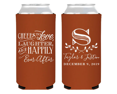 Cheers to Love Laughter and Happily Ever After Foam Slim Can Coolers #1519