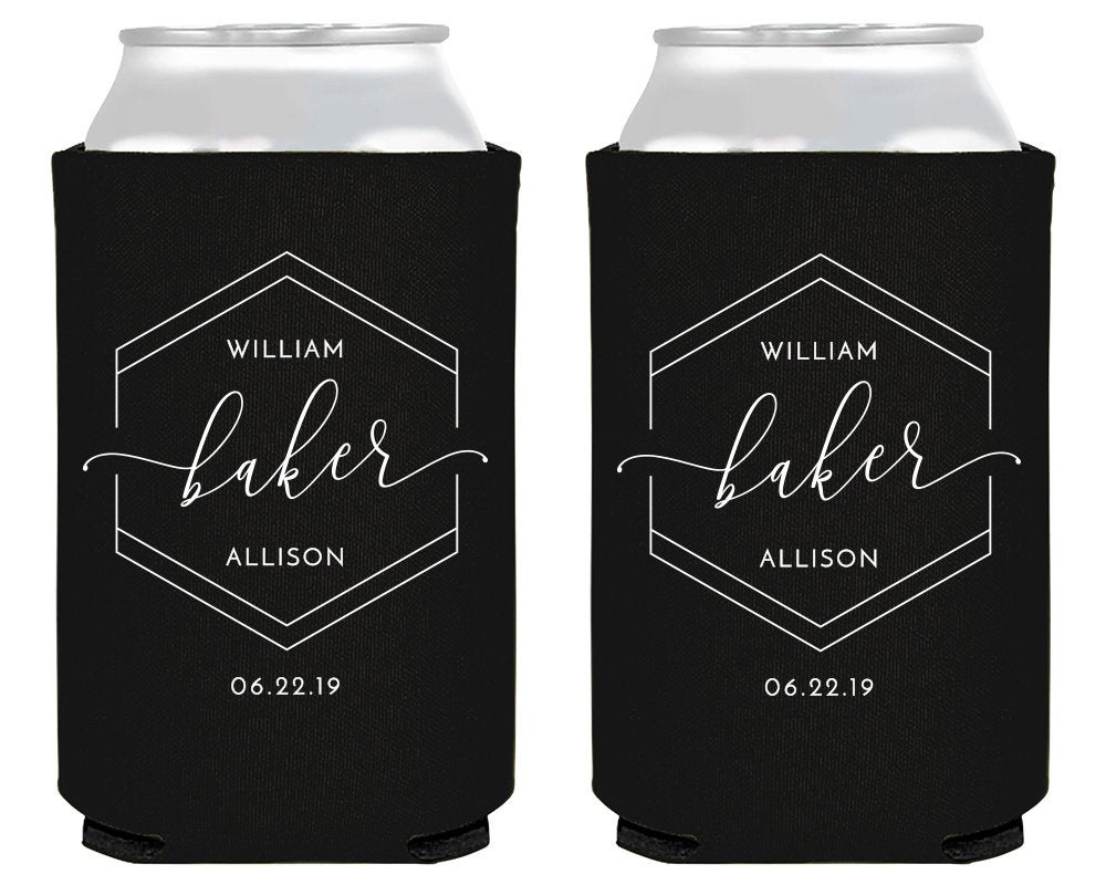 Modern Geometric Monogram Can Coolers #2022