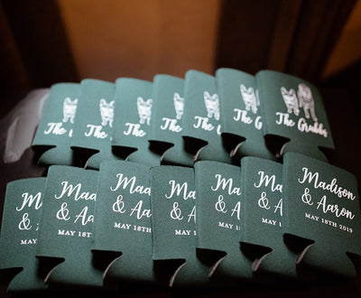 Custom Pet Art Wedding Can Coolers