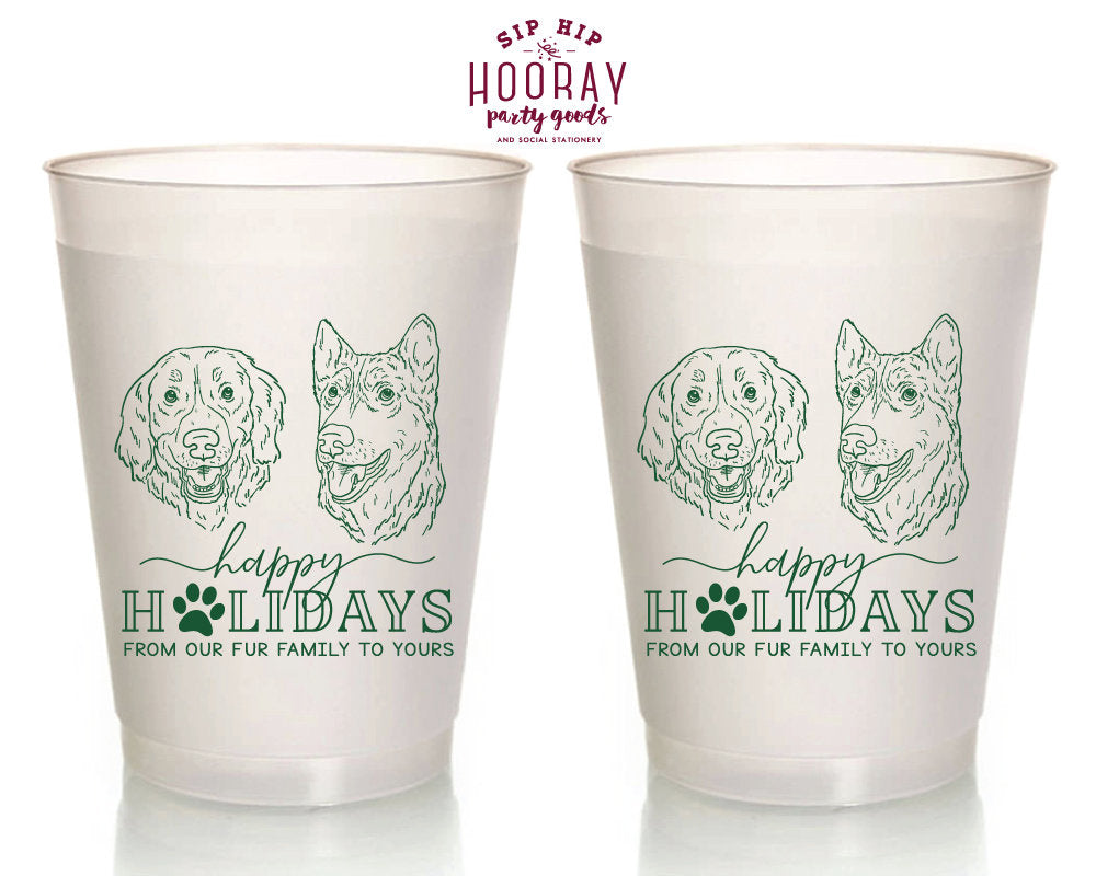 Custom Pet Drawing Christmas Party Frosted Cup Design #2087