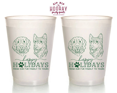 Custom Pet Drawing Christmas Party Frosted Cup Design #2087