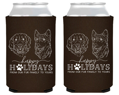 Happy Holidays Pet Portrait Can Coolers #2087