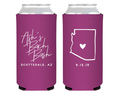 Bachelorette Bash State Party Foam Slim Can Coolers  #2003