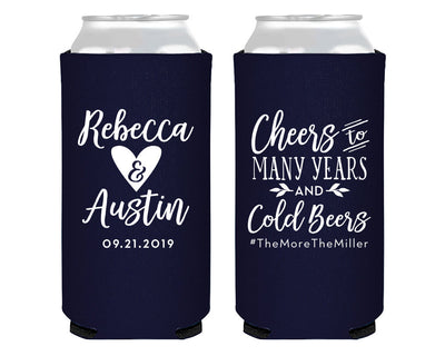 Cheers to Many Years And Cold Beers Foam Slim Can Cooler Design #2005