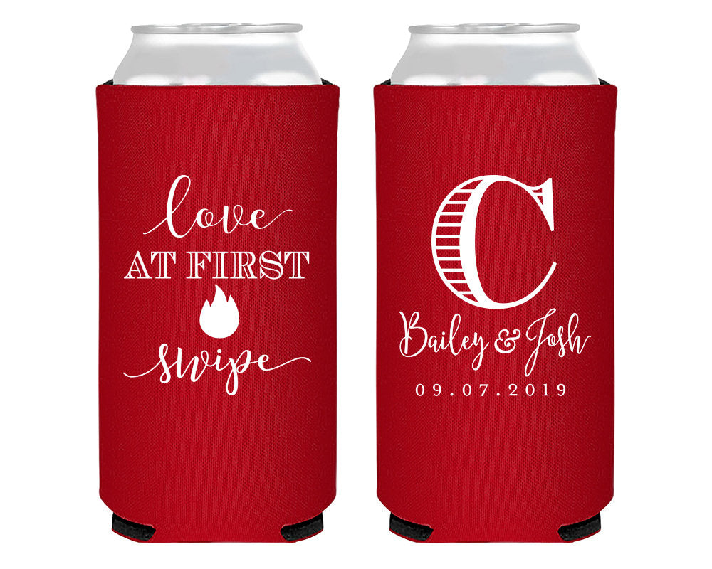 Love at First Swipe Tinder Foam Slim Can Coolers #2010