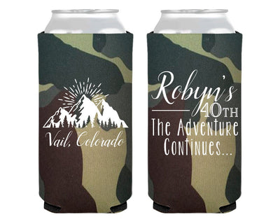 Mountain Birthday Foam Slim Can Coolers #2012