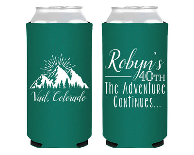 Mountain Birthday Foam Slim Can Coolers #2012