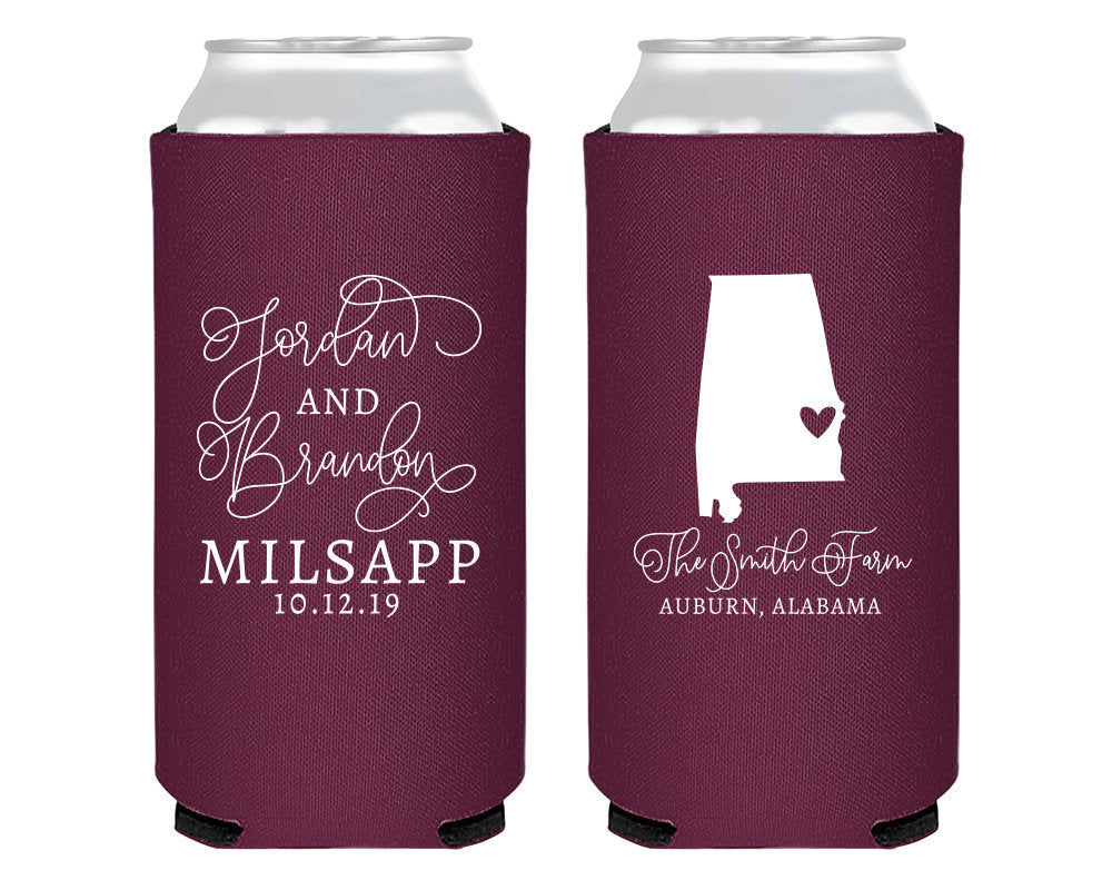 State Location Wedding Foam Slim Can Coolers # 2013