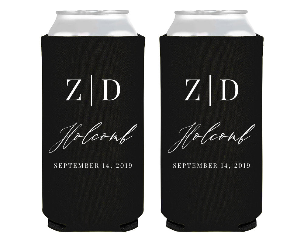 Custom Simple Initials Foam Slim Can Coolers #2016