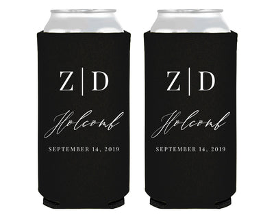 Custom Simple Initials Foam Slim Can Coolers #2016