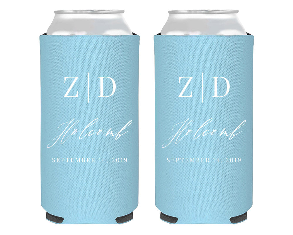 Custom Simple Initials Foam Slim Can Coolers #2016