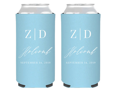 Custom Simple Initials Foam Slim Can Coolers #2016