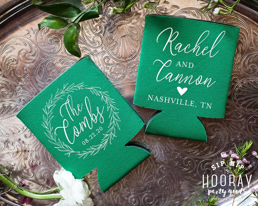 Rustic Wedding Wreath Can Coolers #1984