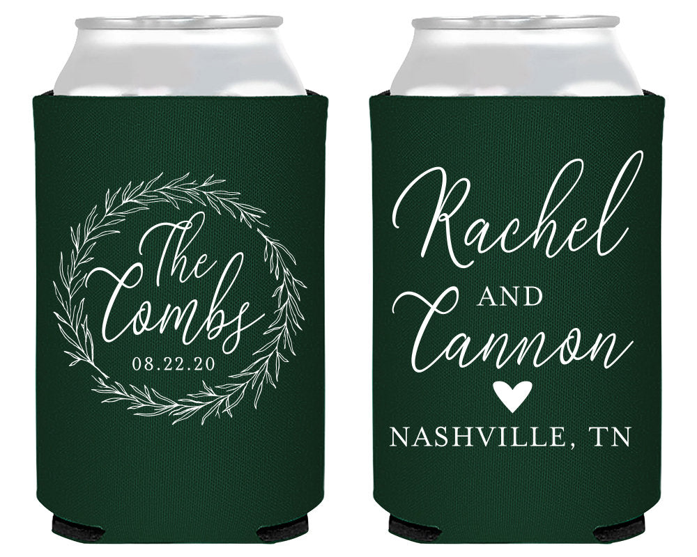 Rustic Wedding Wreath Can Coolers #1984