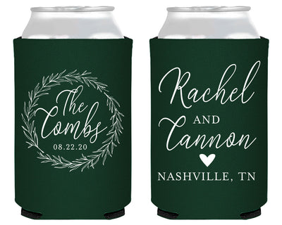 Rustic Wedding Wreath Can Coolers #1984