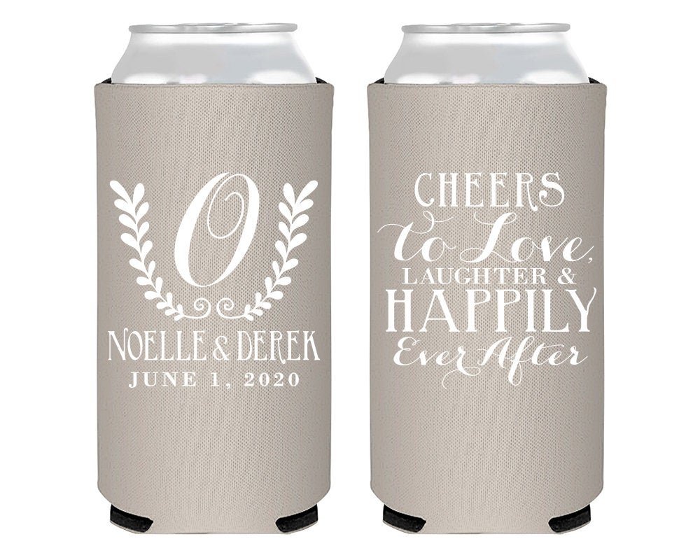 Cheers To Love Laughter Happily Ever After Foam Slim Can Coolers #1072