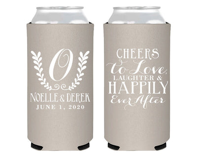 Cheers To Love Laughter Happily Ever After Foam Slim Can Coolers #1072