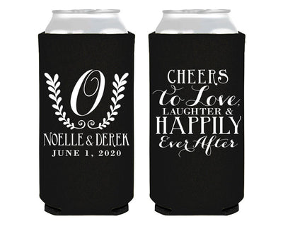 Cheers To Love Laughter Happily Ever After Foam Slim Can Coolers #1072