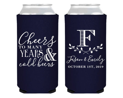 Cheers To Many Years and Cold Beers Foam Slim Can Desgin #1409