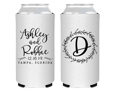 Custom Floral Wedding Design Foam Slim Cans #1506