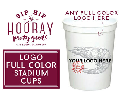 Custom 16oz Full Color Stadium Cups, Wedding Crest Cup, Multi Color Digital Cups, Reusable Wedding Favors, Plastic Party Cups