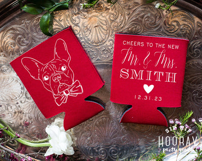 Custom Pet Art Wedding Can Coolers #1995