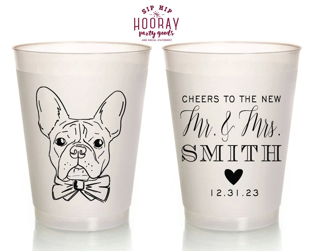 Custom Mr. and Mrs. Pet Portrait Wedding Frosted Cups Design #1995