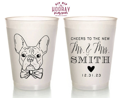 Custom Mr. and Mrs. Pet Portrait Wedding Frosted Cups Design #1995