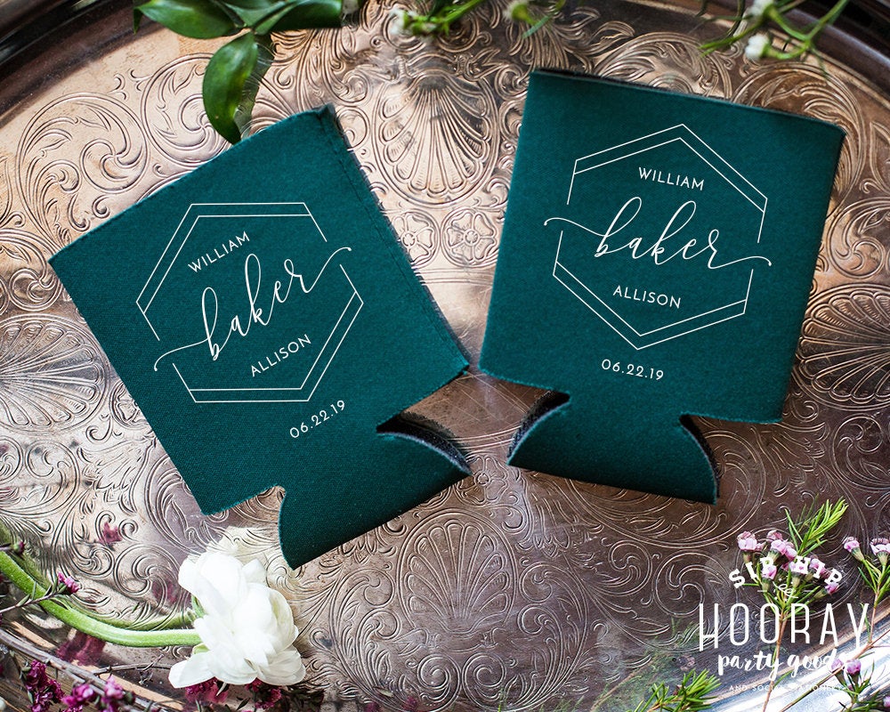 Modern Geometric Monogram Can Coolers #2022