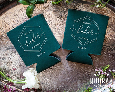 Modern Geometric Monogram Can Coolers #2022