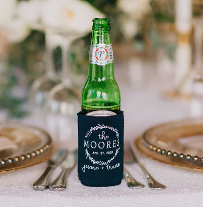 Custom Neoprene Wedding Wreath Monogram Can Cooler