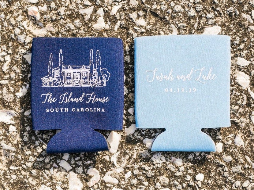 Wedding Venue Illustration Can Coolers