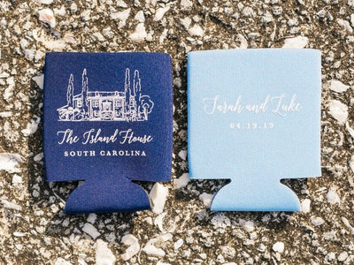 Wedding Venue Illustration Can Coolers