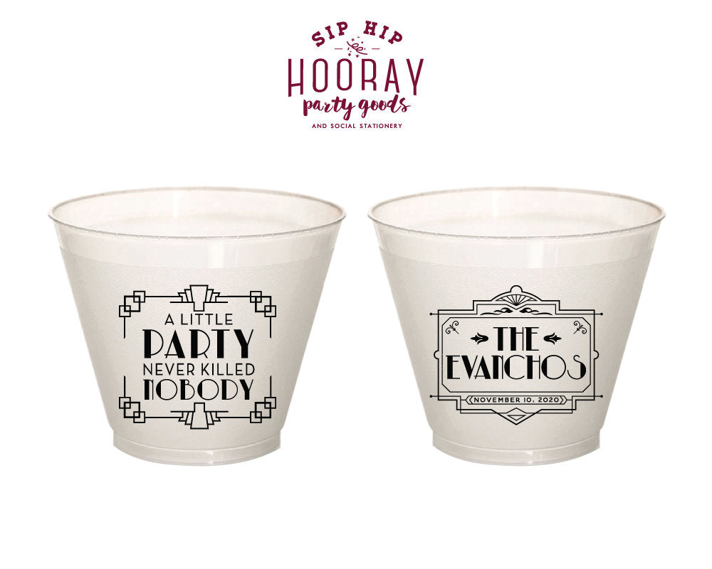 Art Deco Wedding 9oz Frosted Cups #2110