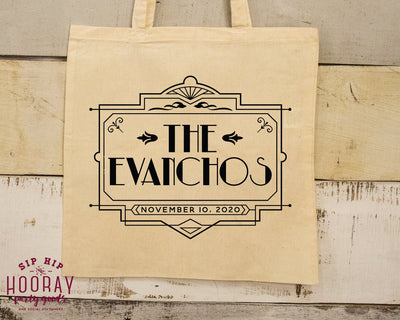 Art Deco Wedding Tote Bag Design #2110
