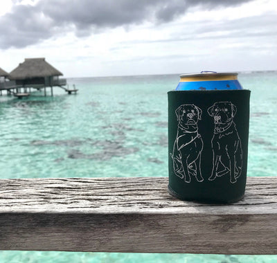 Custom Pet Art Wedding Can Coolers