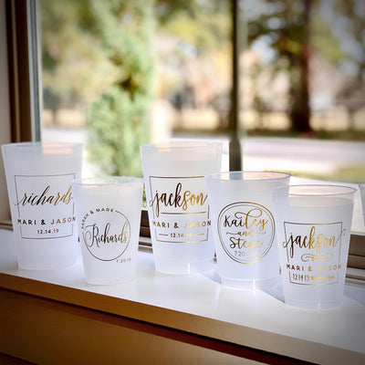 Modern Style Last Name Frosted Cups