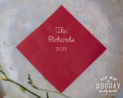 Simple Christmas Party Cocktail Napkins 5"x5" 3ply Holiday Party Beverage Napkins