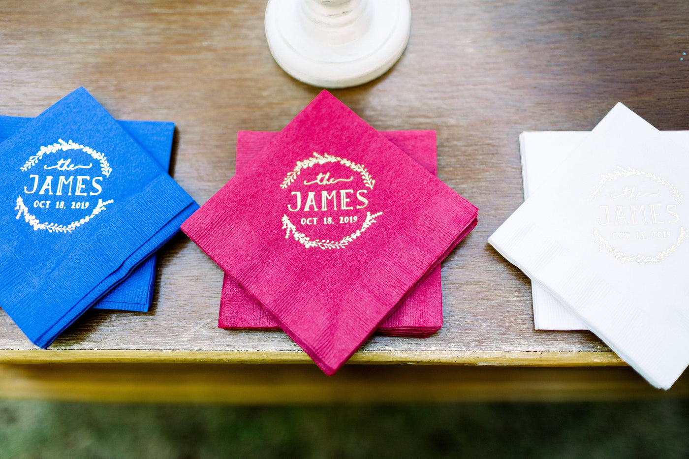 Last Name Rustic Floral Wreath Napkin #1631