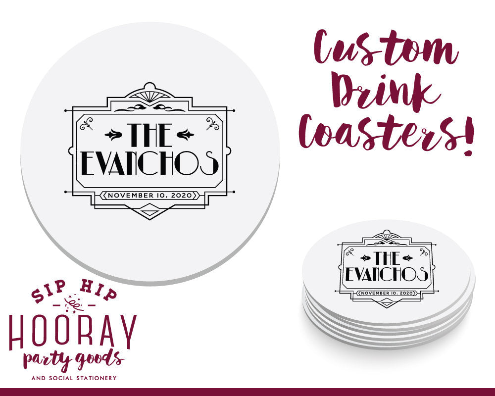 Art Deco Wedding Coaster Design #2110