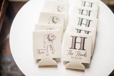 Monogrammed Dog Portrait Can Coolers